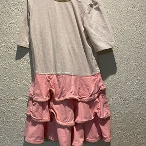 Hanna Andersson Pink and Cream Ruffle Dress